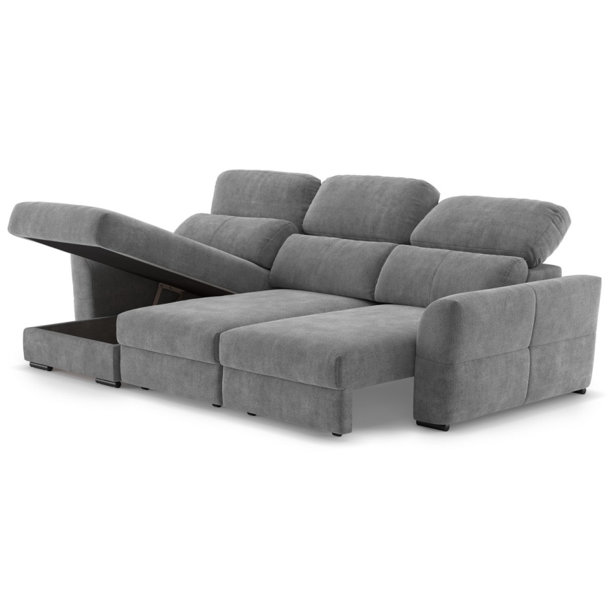 Canapé d'angle universel convertible 3 places avec rangement TRENTO gris