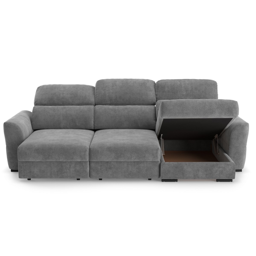 Canapé d'angle universel convertible 3 places avec rangement TRENTO gris