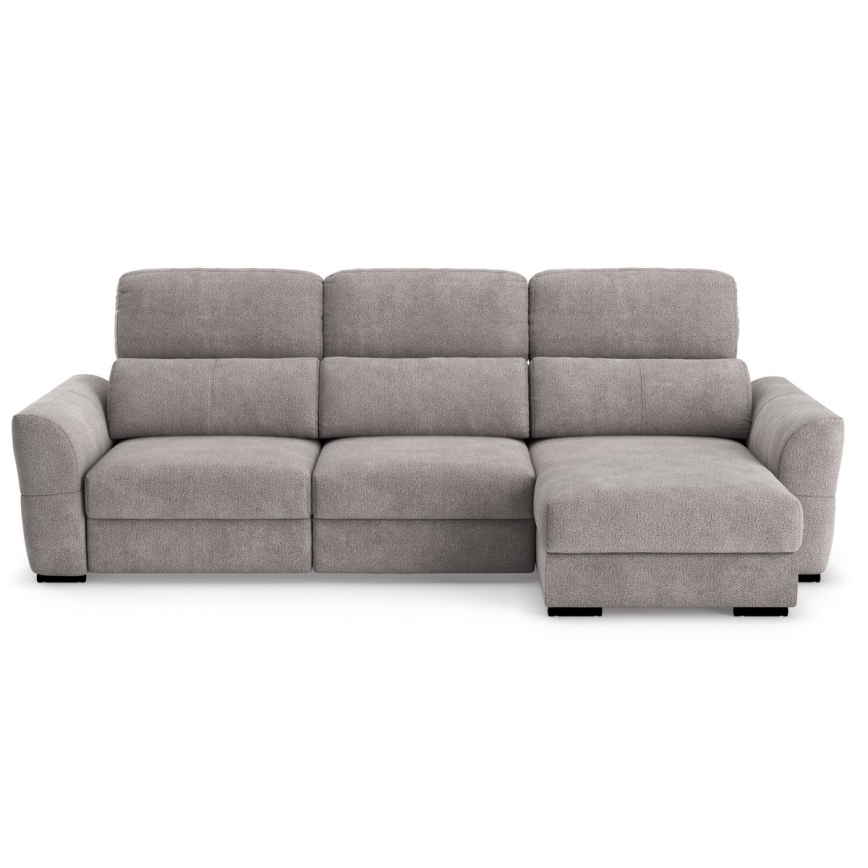 Canapé d'angle universel convertible trois places avec rangement TRENTO taupe