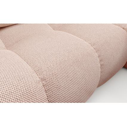 Canapé d'angle convertible rembourré ALMADA en L, avec coffre de rangement, côté droit, rose