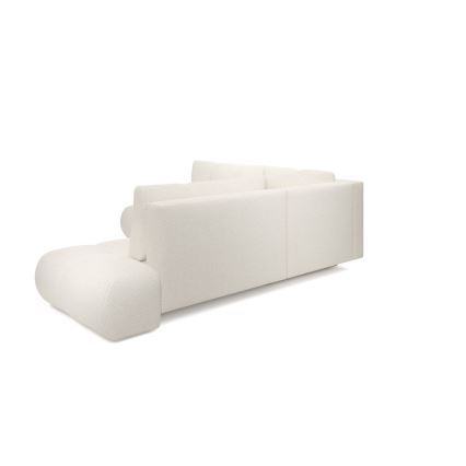 Canapé d'angle convertible rembourré ALMADA en L avec coffre de rangement, angle gauche, beige
