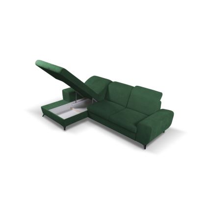 Canapé d'angle convertible rembourré ALTA en L avec coffre de rangement, version gauche, vert