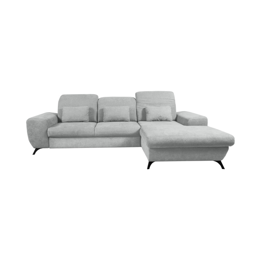 Canapé d'angle convertible tapissé en L ALTA avec coffre de rangement, version droite, gris