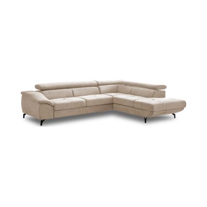 Canapé d'angle convertible en L BRESCIA avec rangement, version droite, beige
