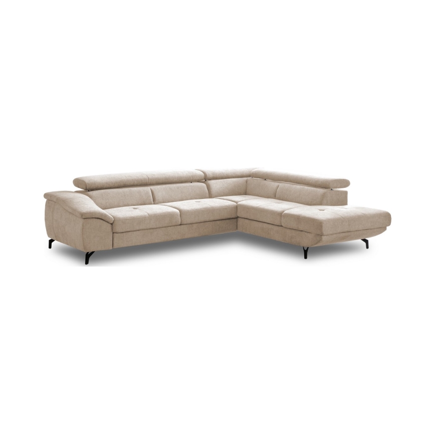 Canapé d'angle convertible en L BRESCIA avec rangement, version droite, beige
