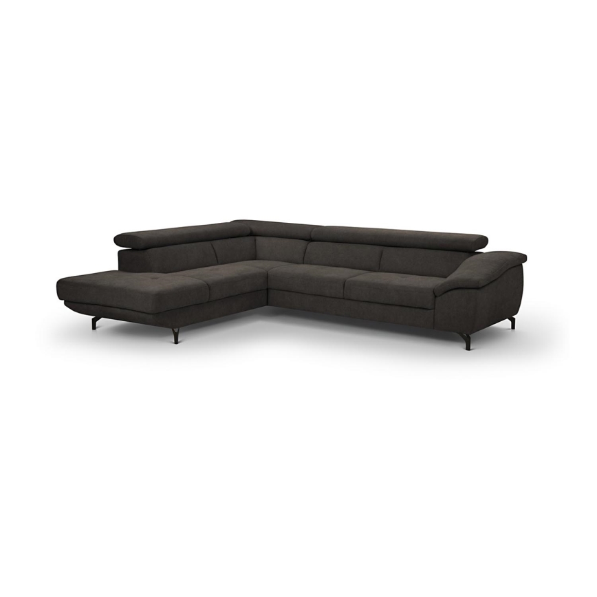 Canapé d'angle convertible avec rangement en L BRESCIA gauche marron