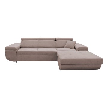 Canapé d'angle convertible avec rangement en L CASTELO droit rose