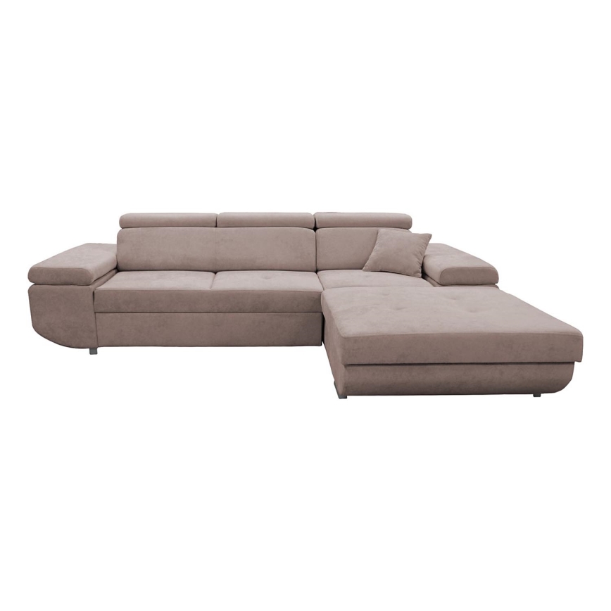 Canapé d'angle convertible avec rangement en L CASTELO droit rose