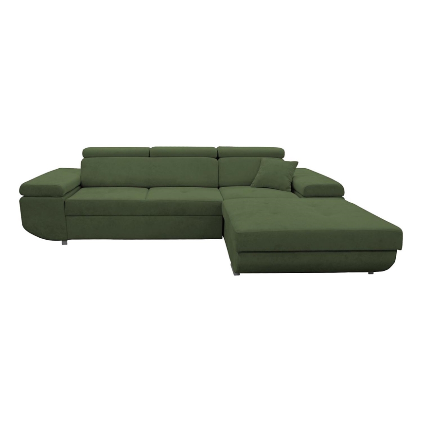 Canapé d'angle convertible avec rangement en L CASTELO droit vert
