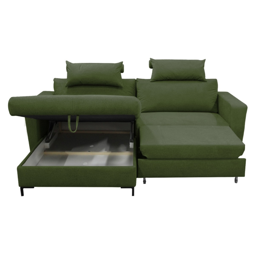 Canapé d'angle convertible avec rangement en L HORTA gauche vert
