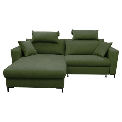 Canapé d'angle convertible avec rangement en L HORTA gauche vert