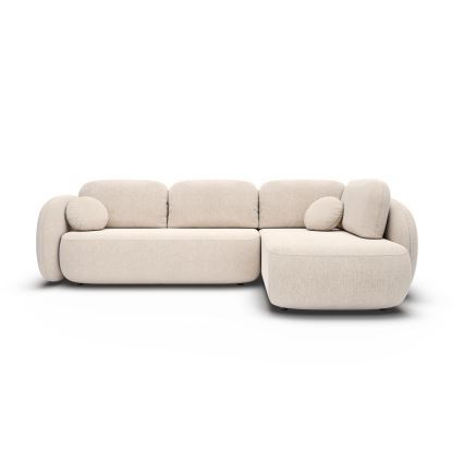 Canapé d'angle convertible avec rangement en L OLBIA droit beige