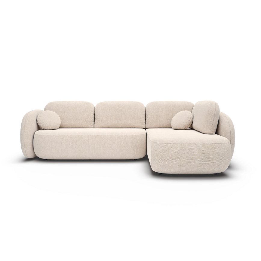 Canapé d'angle convertible avec rangement en L OLBIA droit beige
