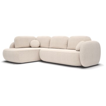 Canapé d'angle convertible avec rangement en L OLBIA gauche beige