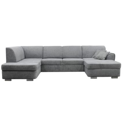 Canapé d'angle convertible en U SERPA avec rangement, version gauche, gris