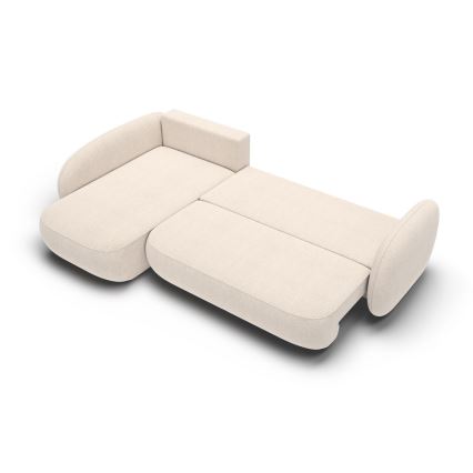 Canapé d'angle convertible avec rangement en L OLBIA gauche beige