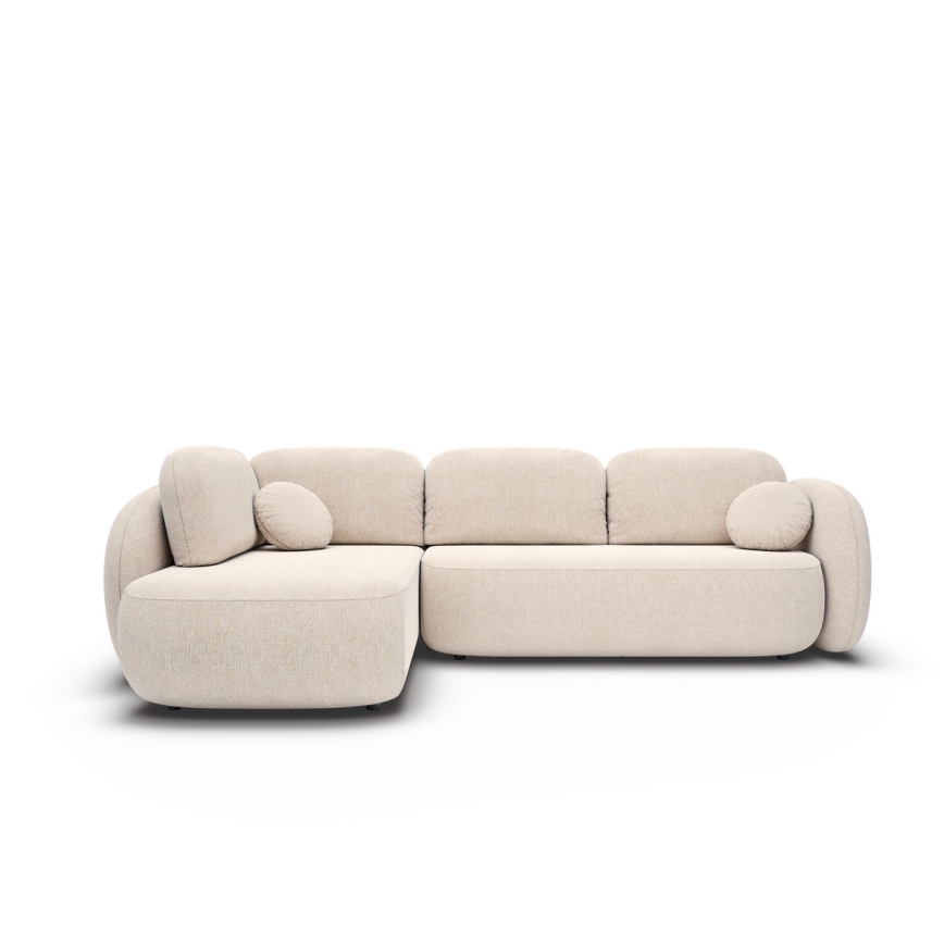 Canapé d'angle convertible avec rangement en L OLBIA gauche beige