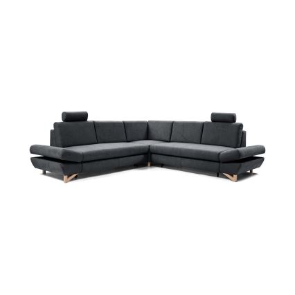 Canapé d'angle convertible rembourré AVESTA en L, version droite, avec coffre de rangement, coloris anthracite