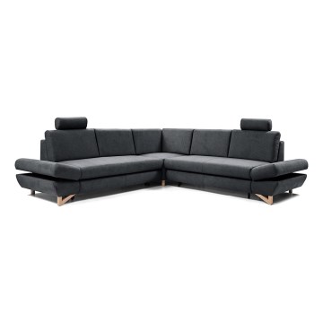 Canapé d'angle convertible AVESTA en L, tapissé, avec coffre de rangement, côté droit, coloris anthracite