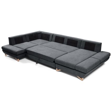 Canapé d'angle convertible en U AVESTA anthracite avec rangement intégré