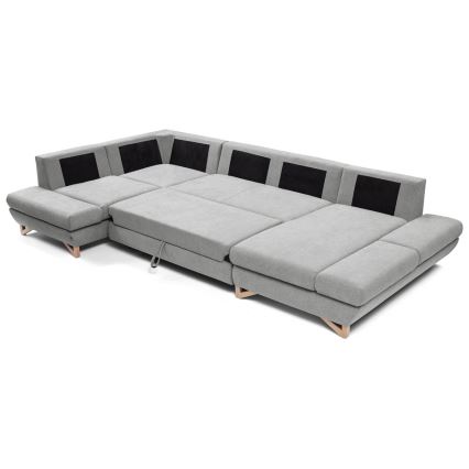 Canapé d'angle convertible en U AVESTA gris avec rangement intégré