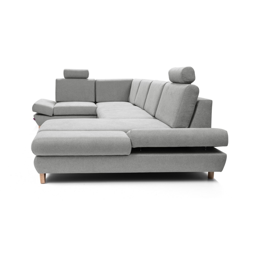 Canapé d'angle convertible en U AVESTA gris avec rangement intégré