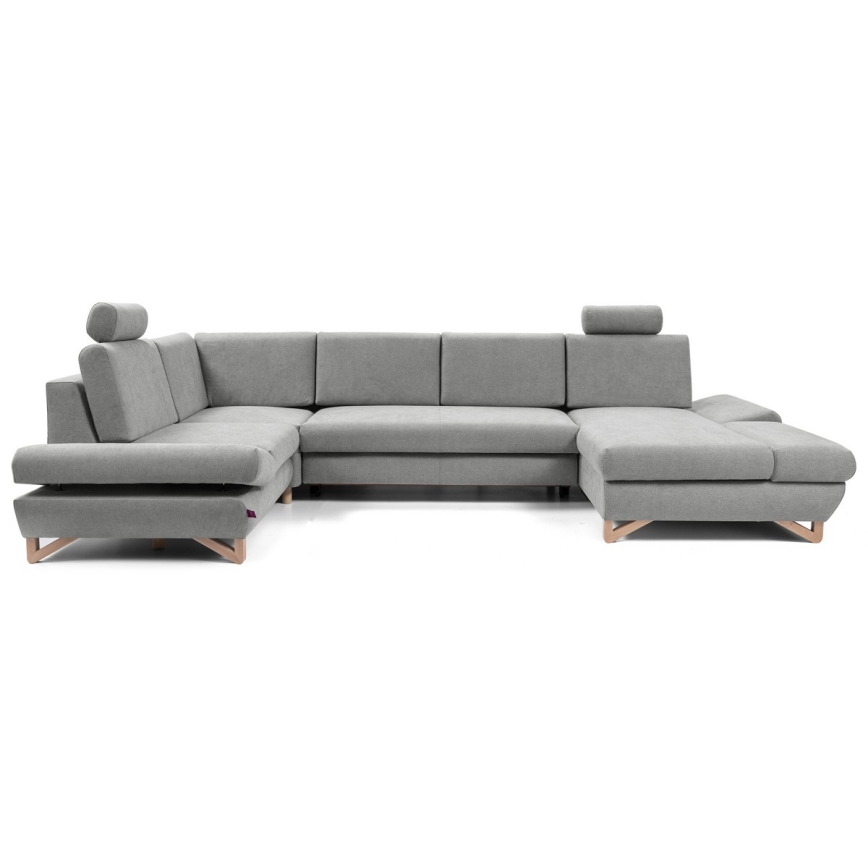 Canapé d'angle convertible en U AVESTA gris avec rangement intégré