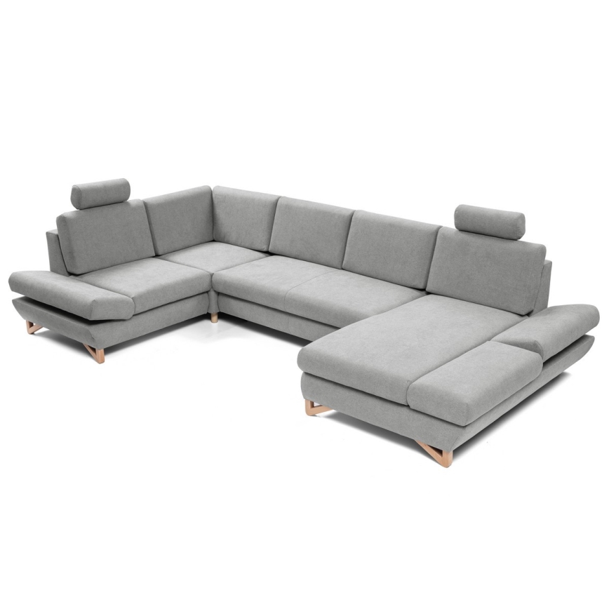 Canapé d'angle convertible en U AVESTA gris avec rangement intégré