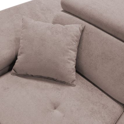 Canapé d'angle convertible CASTELO en L, côté gauche, beige, avec coffre de rangement