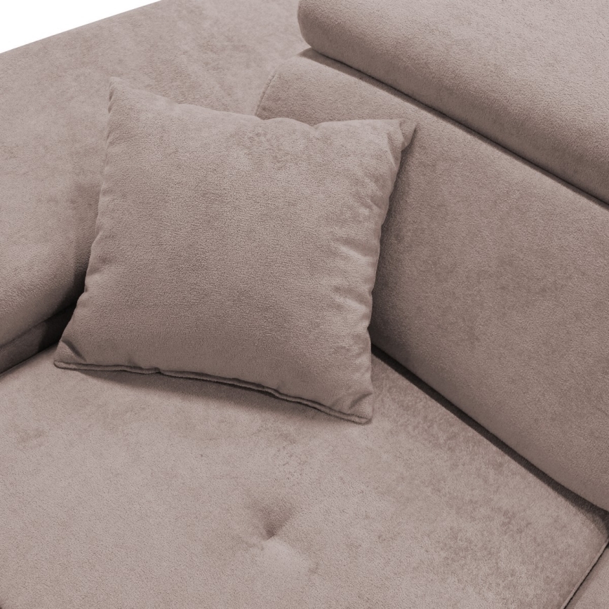 Canapé d'angle convertible CASTELO en L, côté gauche, beige, avec coffre de rangement