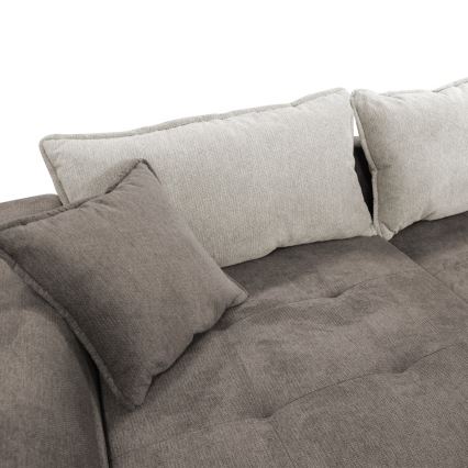 Canapé d'angle convertible en L avec coffre de rangement LAGOA, angle gauche, taupe/gris