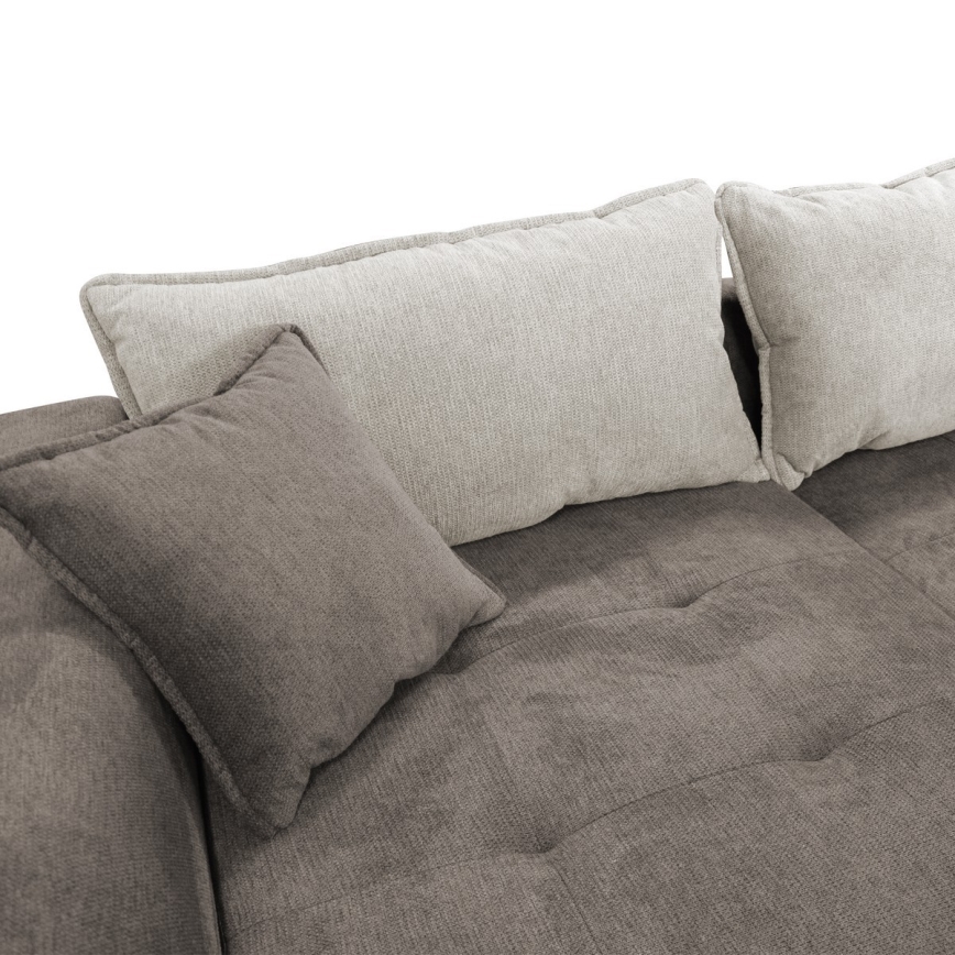 Canapé d'angle convertible en L avec coffre de rangement LAGOA, angle gauche, taupe/gris