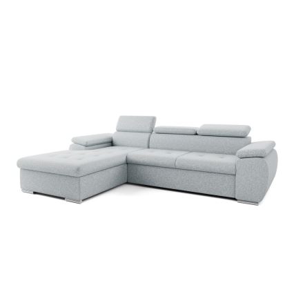 Canapé d'angle convertible en L avec coffre de rangement PADUA, gris, côté gauche