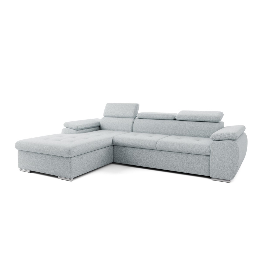 Canapé d'angle convertible en L avec coffre de rangement PADUA, gris, côté gauche
