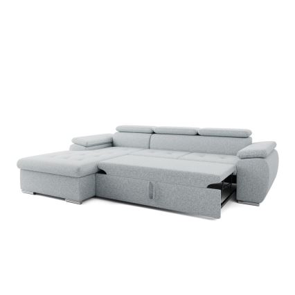 Canapé d'angle convertible en L avec coffre de rangement PADUA, gris, côté gauche