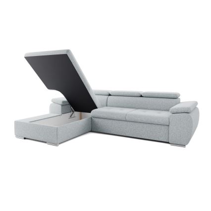 Canapé d'angle convertible en L avec coffre de rangement PADUA, gris, côté gauche