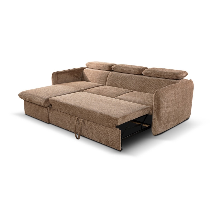 Canapé d'angle convertible en L avec rangement BEJA beige, version gauche