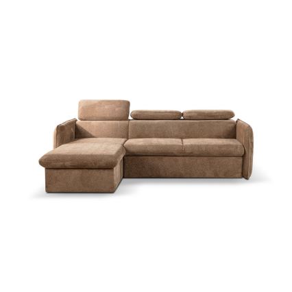 Canapé d'angle convertible en L avec rangement BEJA beige, version gauche