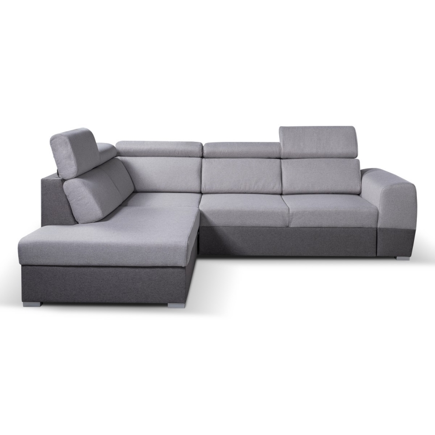 Canapé d'angle convertible en L avec rangement MATRIX gris, version gauche