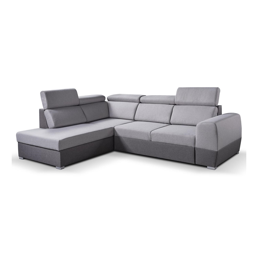 Canapé d'angle convertible en L avec rangement MATRIX gris, version gauche