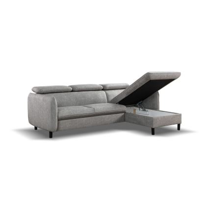Canapé d'angle convertible en L avec rangement NISA gris droit