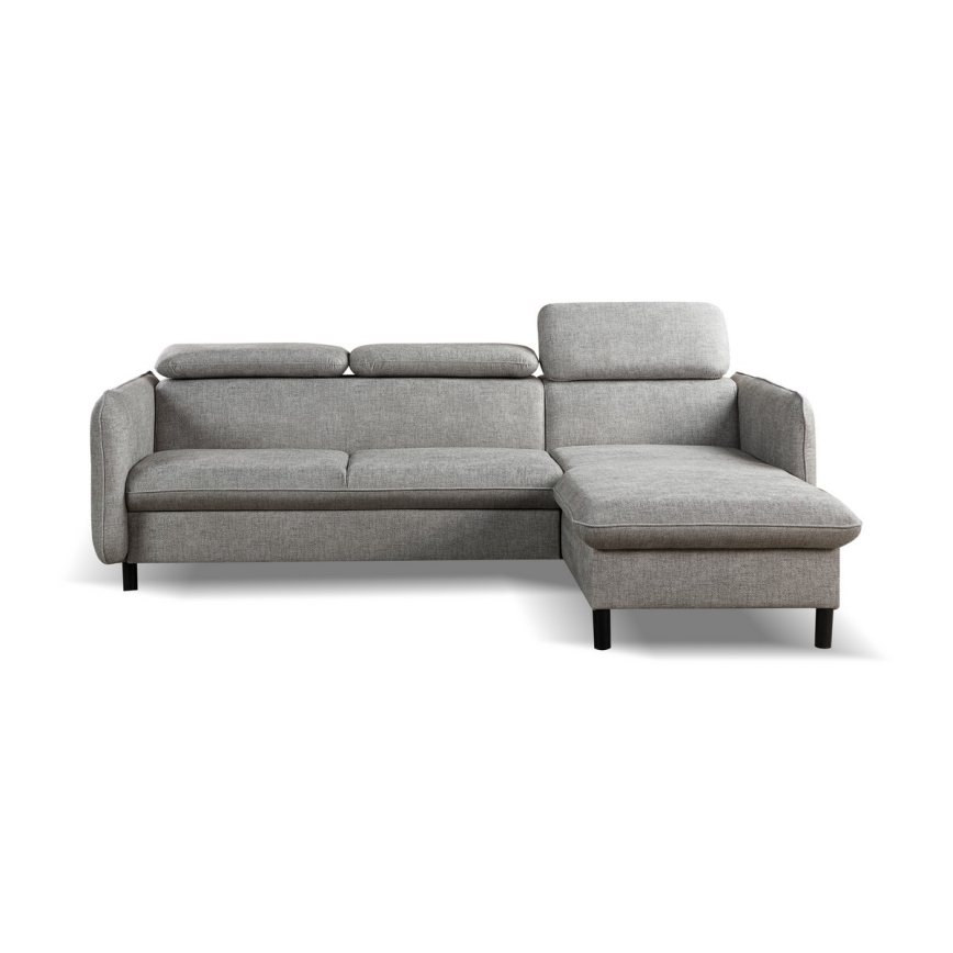 Canapé d'angle convertible en L avec rangement NISA gris droit