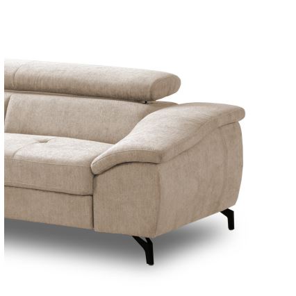 Canapé d'angle convertible en L BRESCIA — version gauche avec coffre de rangement, beige