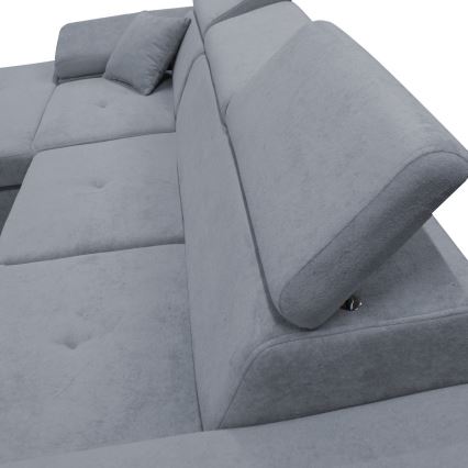 Canapé d'angle convertible en L CASTELO, côté gauche, gris foncé, avec coffre de rangement