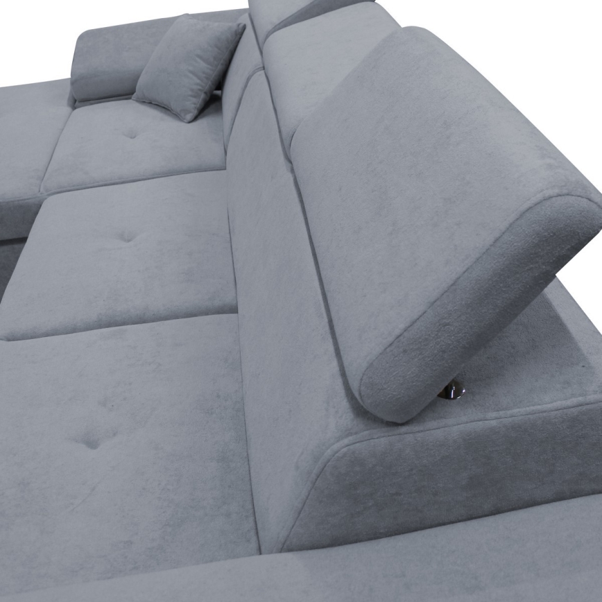 Canapé d'angle convertible en L CASTELO, côté gauche, gris foncé, avec coffre de rangement