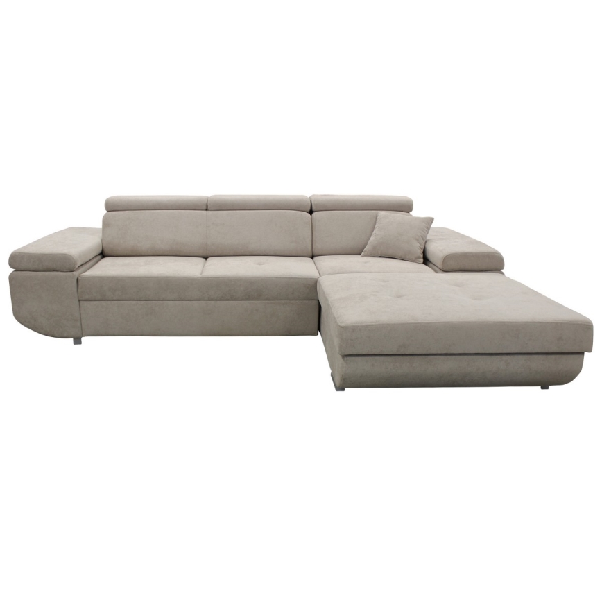 Canapé d'angle convertible en L CASTELO avec coffre de rangement, angle droit, gris