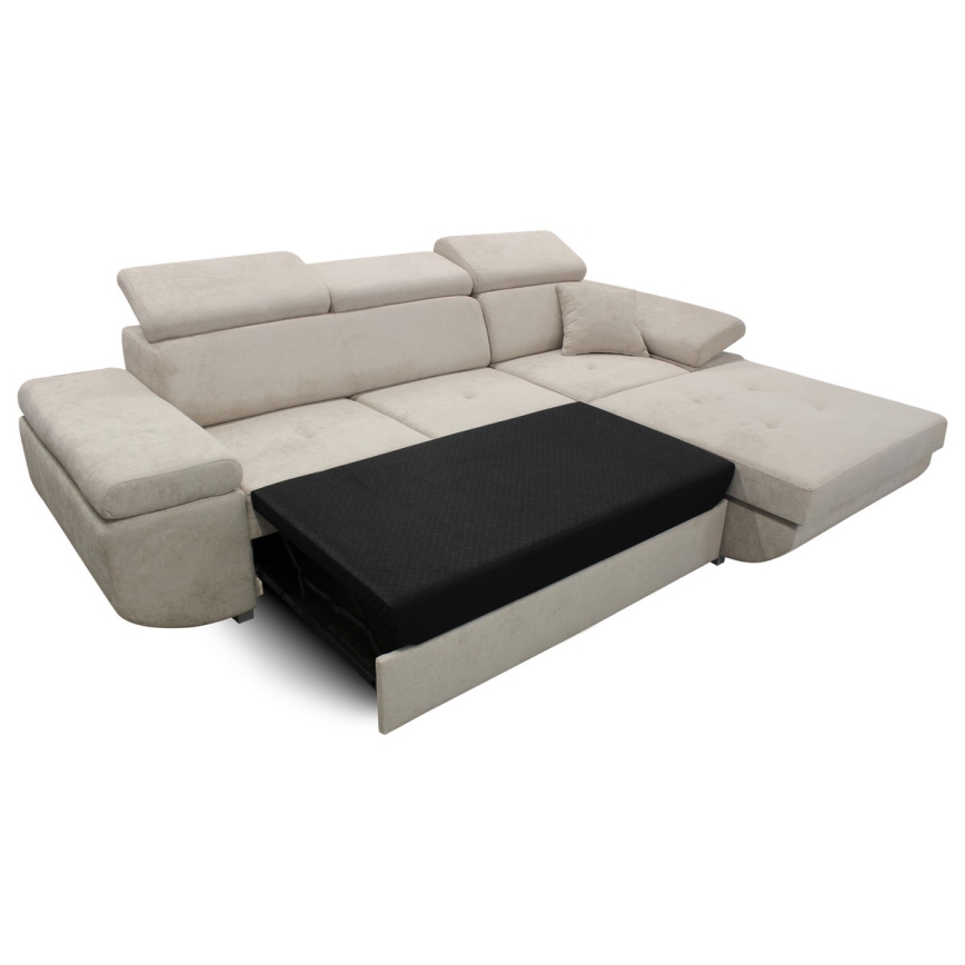 Canapé d'angle convertible en L CASTELO avec coffre de rangement, angle droit, gris