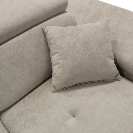 Canapé d'angle convertible en L CASTELO avec coffre de rangement, angle droit, gris