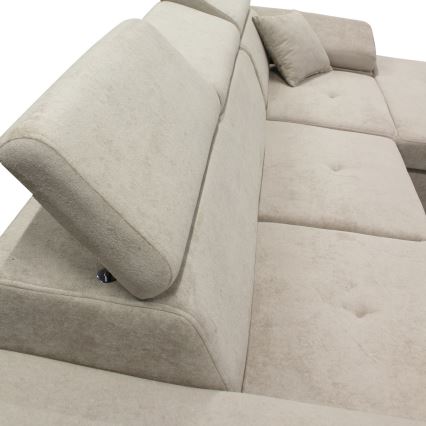 Canapé d'angle convertible en L CASTELO avec coffre de rangement, angle droit, gris