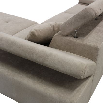 Canapé d'angle convertible en L CASTELO avec coffre de rangement, angle droit, gris